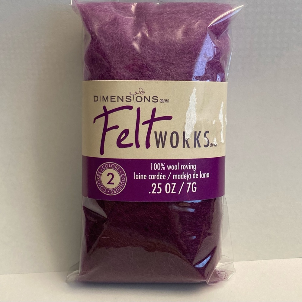 10 Dimensions FeltWorks 100% Wool Roving 0.25oz Orchid Boysenberry Purple